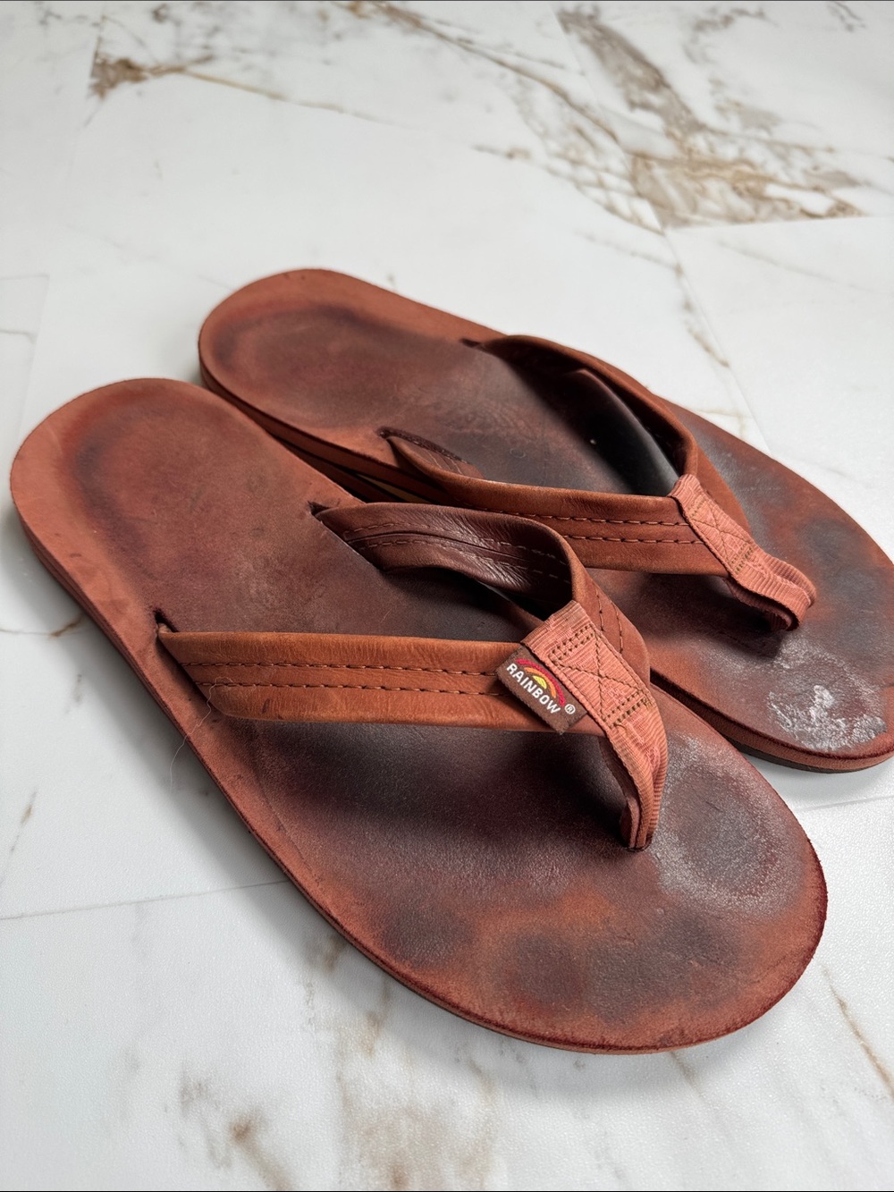 Rainbow Leather Sandals Men’s Sz 11 Summer Granola Resortwear Hike